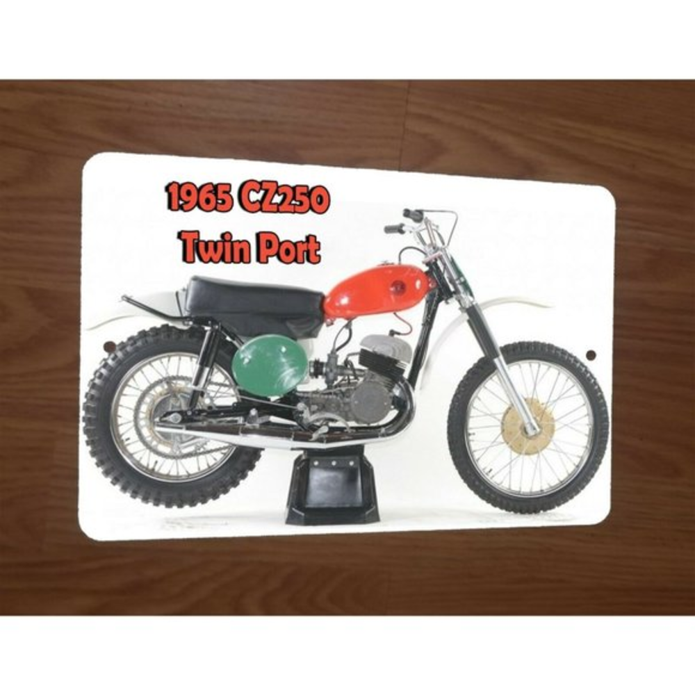 1965 CZ250 Twin Port Motocross Motorcycle Dirt‎ Bike 8x12 Metal Wall Sign A001